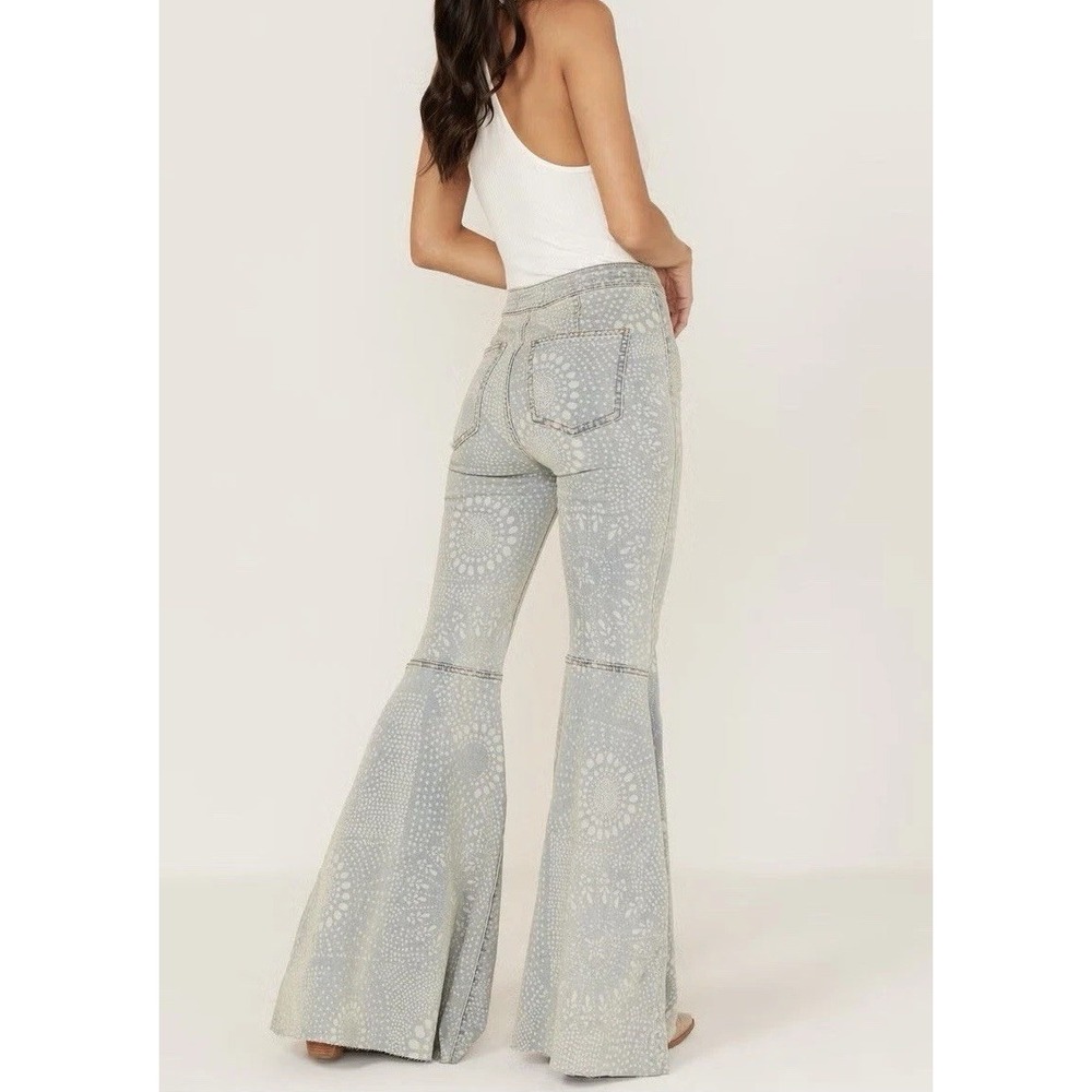 We The Free Just Float On Flare Jeans Mandala Print Boho 70s Bell Bottoms 31